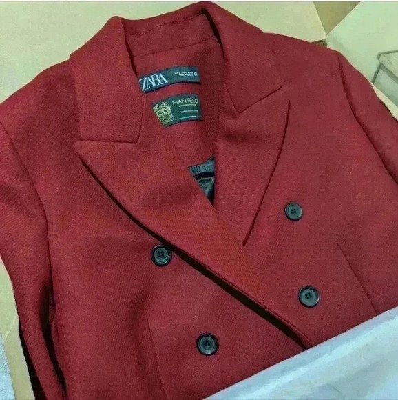 ✨SALE Zara Double Breasted Wool Blend Coat Manteco Size M - Picture 10 of 11